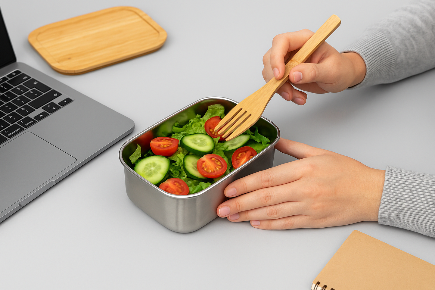 Lunch Box in Acciaio Inox e Bambù 1200 ml – Contenitore Pranzo Eco-Friendly