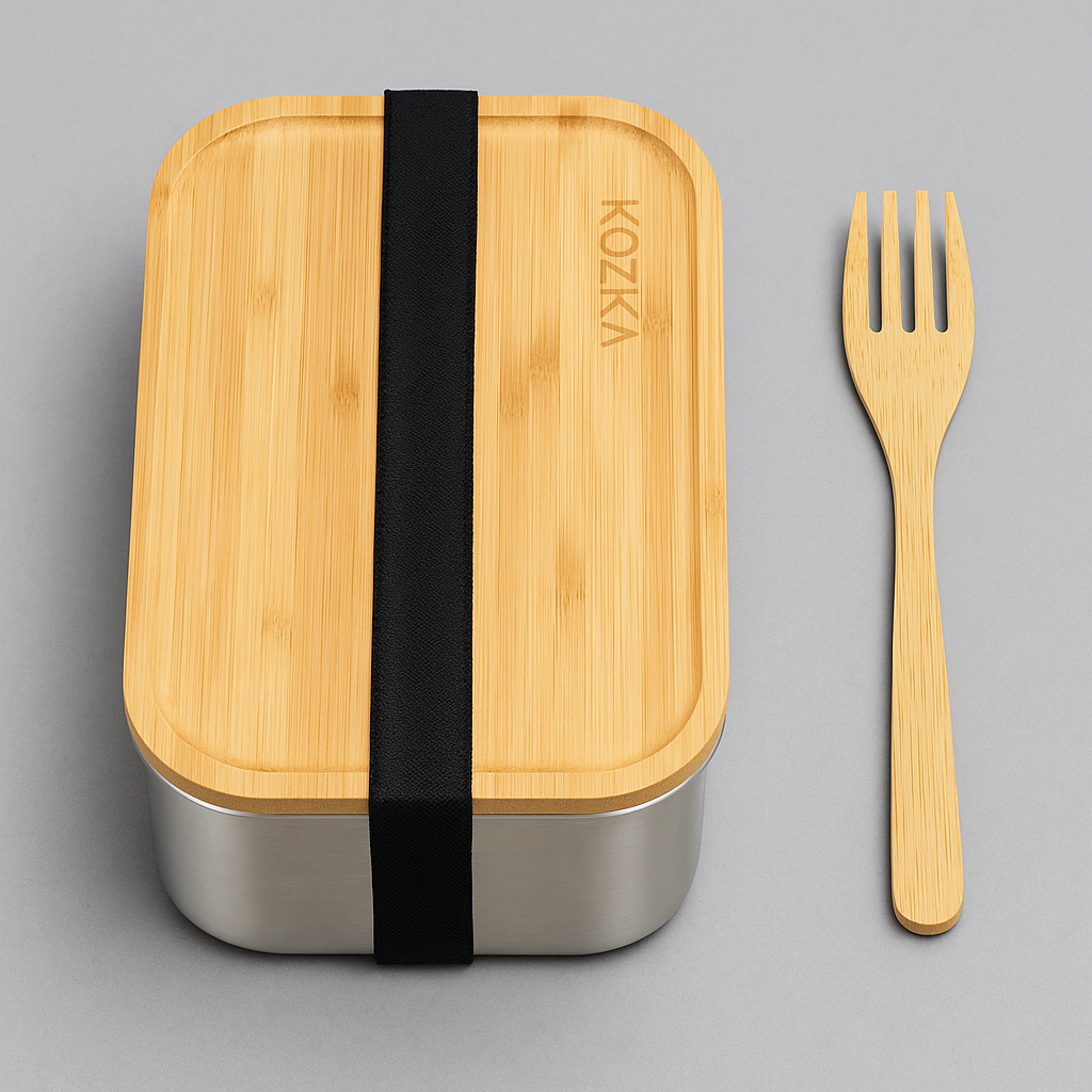 Lunch Box in Acciaio Inox e Bambù 1200 ml – Contenitore Pranzo Eco-Friendly