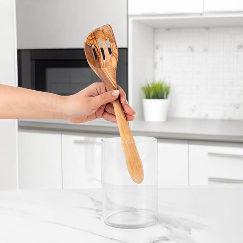 Spatola Forata in Legno d’Ulivo 30 cm – Artigianale e Resistente